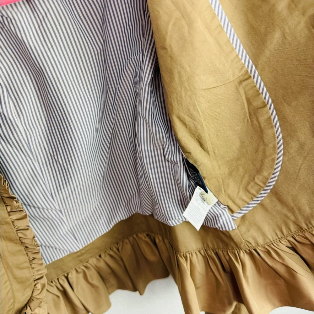 J. Crew Khaki Tan Ruffle Trim Chino Jacket size 0